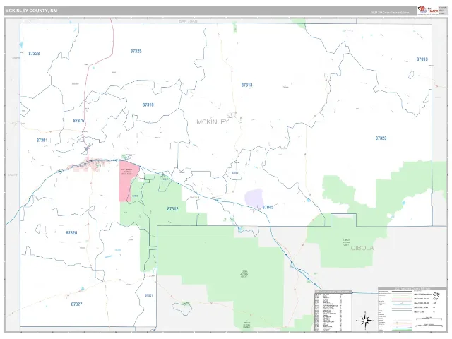McKinley County, NM ZIP Code Wall Map, Classic style