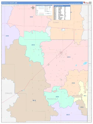 Roosevelt County, NM ColorCast style ZIP Code wall map