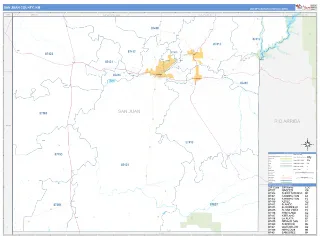 San Juan County, NM Business Reference style ZIP Code wall map