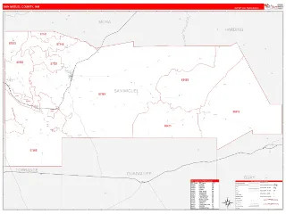San Miguel County, NM RedLine style ZIP Code wall map