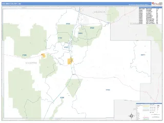 Socorro County, NM Business Reference style ZIP Code wall map