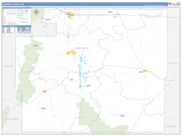Torrance County, NM ZIP Code Wall Map, Business Reference style
