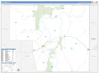 Elko County, NV Business Reference style ZIP Code wall map