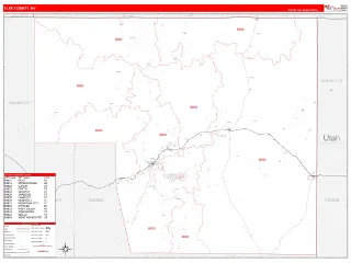 Elko County, NV RedLine style ZIP Code wall map