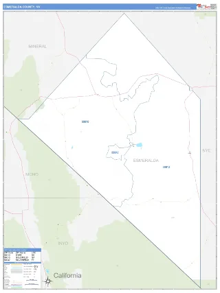 Esmeralda County, NV Business Reference style ZIP Code wall map