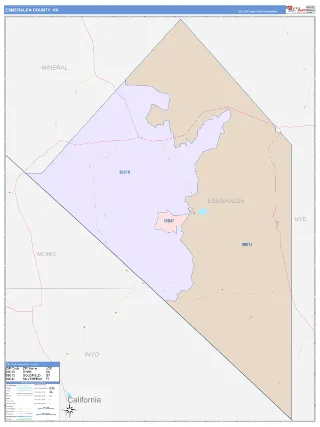 Esmeralda County, NV ColorCast style ZIP Code wall map
