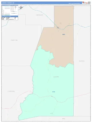 Lander County, NV ColorCast style ZIP Code wall map