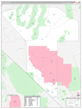 Nye County, NV Classic style ZIP Code wall map