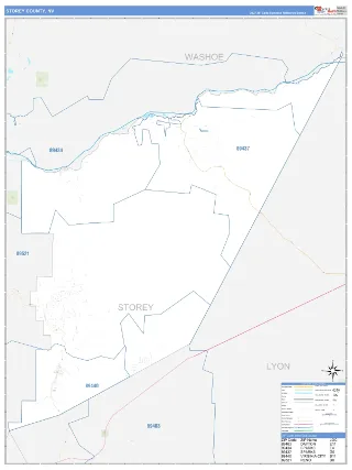 Storey County, NV Business Reference style ZIP Code wall map
