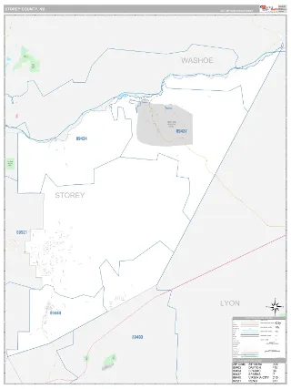 Storey County, NV Classic style ZIP Code wall map