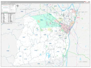 Albany County, NY Classic style ZIP Code wall map