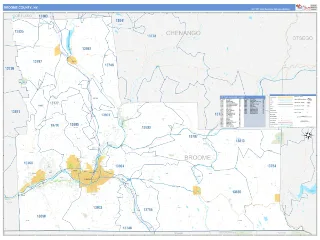 Broome County, NY Business Reference style ZIP Code wall map