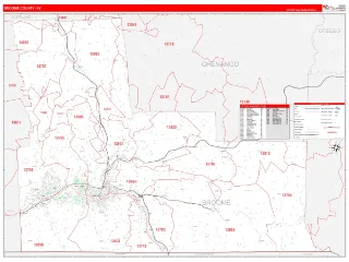 Broome County, NY RedLine style ZIP Code wall map