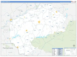 Delaware County, NY Business Reference style ZIP Code wall map