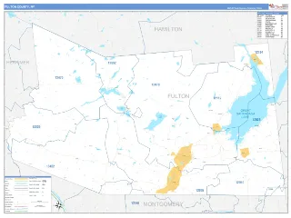 Fulton County, NY Business Reference style ZIP Code wall map