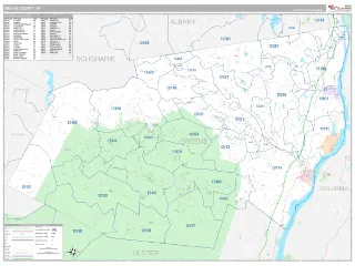 Greene County, NY Classic style ZIP Code wall map