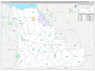 Madison County, NY Classic style ZIP Code wall map