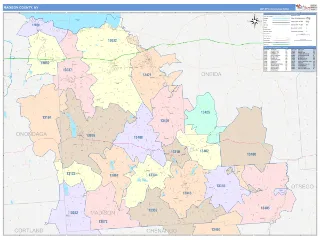 Madison County, NY ColorCast style ZIP Code wall map