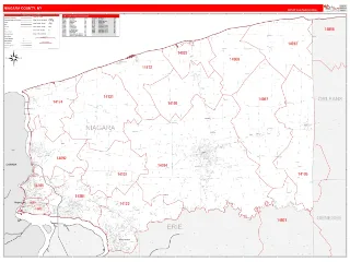 Niagara County, NY RedLine style ZIP Code wall map