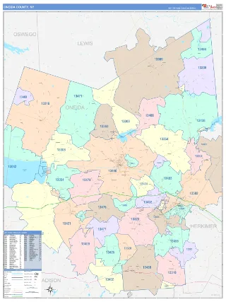 Oneida County, NY ColorCast style ZIP Code wall map
