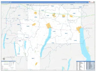Ontario County, NY Business Reference style ZIP Code wall map