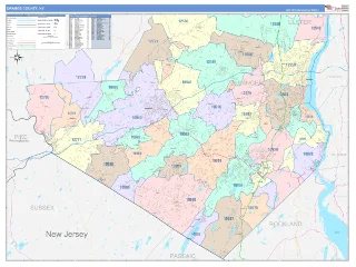 Orange County, NY ColorCast style ZIP Code wall map