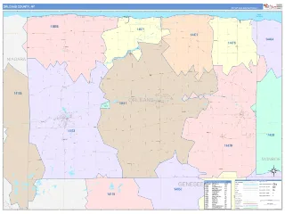 Orleans County, NY ColorCast style ZIP Code wall map