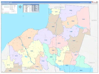 Oswego County, NY ColorCast style ZIP Code wall map