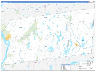 Putnam County, NY Business Reference style ZIP Code wall map