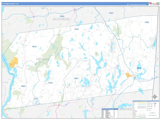 Putnam County, NY ZIP Code Wall Map, Business Reference style