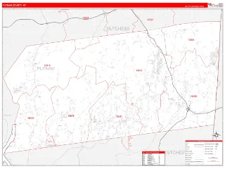 Putnam County, NY RedLine style ZIP Code wall map