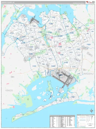 Queens County, NY Classic style ZIP Code wall map