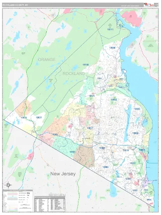 Rockland County, NY Classic style ZIP Code wall map