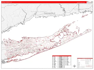 Suffolk County, NY RedLine style ZIP Code wall map