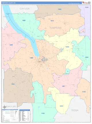 Tompkins County, NY ColorCast style ZIP Code wall map