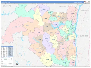 Ulster County, NY ColorCast style ZIP Code wall map