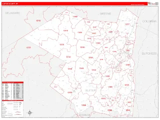 Ulster County, NY RedLine style ZIP Code wall map