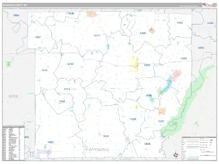 Wyoming County, NY Classic style ZIP Code wall map