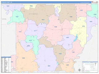 Wyoming County, NY ColorCast style ZIP Code wall map