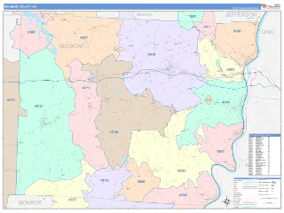 Belmont County, OH ColorCast style ZIP Code wall map