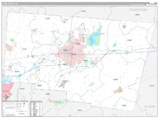 Clark County, OH Classic style ZIP Code wall map