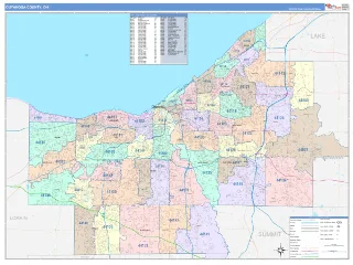 Cuyahoga County, OH ColorCast style ZIP Code wall map