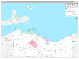 Erie County, OH Classic style ZIP Code wall map