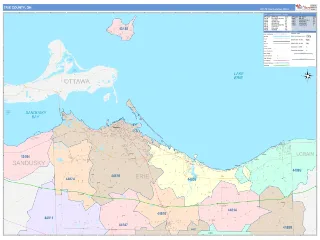 Erie County, OH ColorCast style ZIP Code wall map