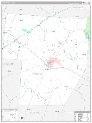 Fayette County, OH Classic style ZIP Code wall map