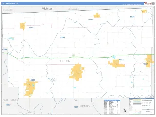 Fulton County, OH Business Reference style ZIP Code wall map