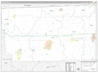 Fulton County, OH Classic style ZIP Code wall map