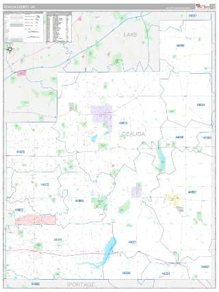 Geauga County, OH Classic style ZIP Code wall map