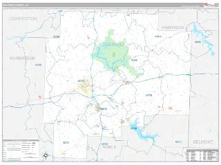 Guernsey County, OH Classic style ZIP Code wall map