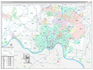 Hamilton County, OH Classic style ZIP Code wall map